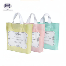 Impressão personalizada bonita dobrável sacos de compras de supermercado com alça de malha dura de plástico